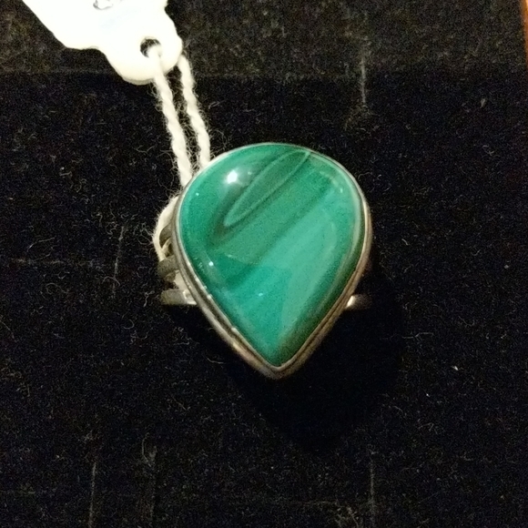Natural Green Malachite (pilot's stone) 925 silver - Picture 5 of 5